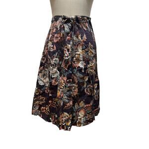 Vtg Robinsons 1970s Romantic Floral Print Skirt A-line Pintucked 27" Waist